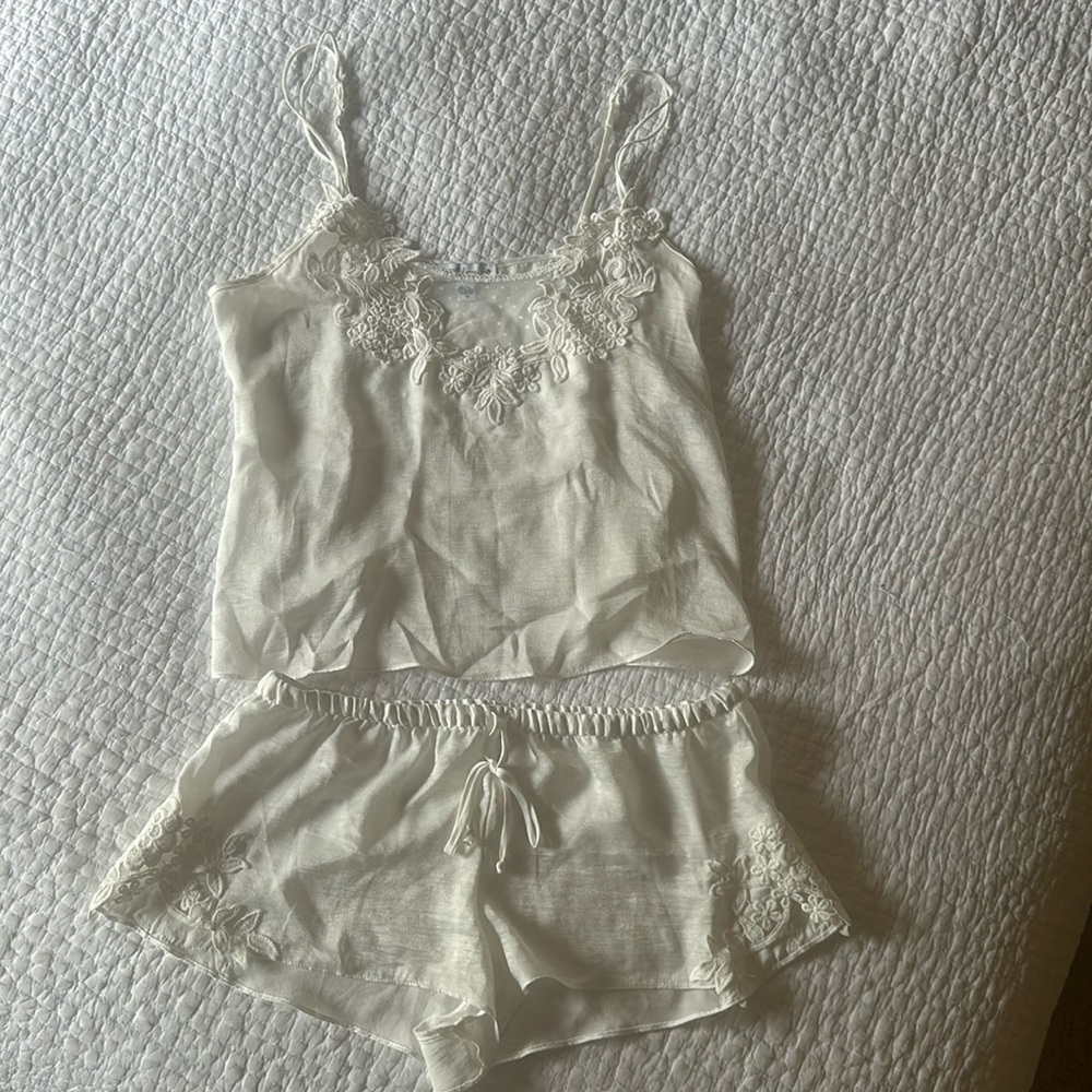 Lace White Cami and Shorts